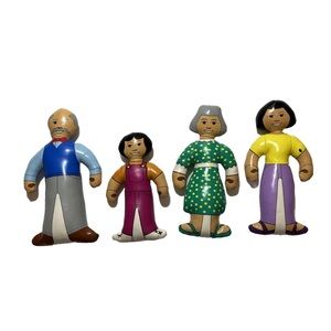 Lakeshore Learning Vtg Vinyl Puffy Stuffed Dolls Grandpa, Grandma, Mom & Child